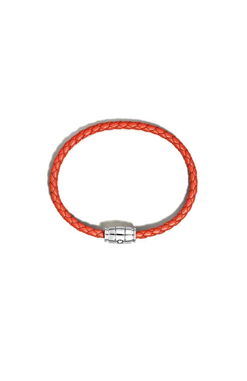 Montblanc Bracelet Steel 3 Rings Meisterstuck Collection In Cayenne Leather, Size 63