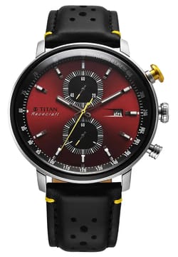 Titan Racecraft Analog Red Dial with Black Leather Strap Watch for Men