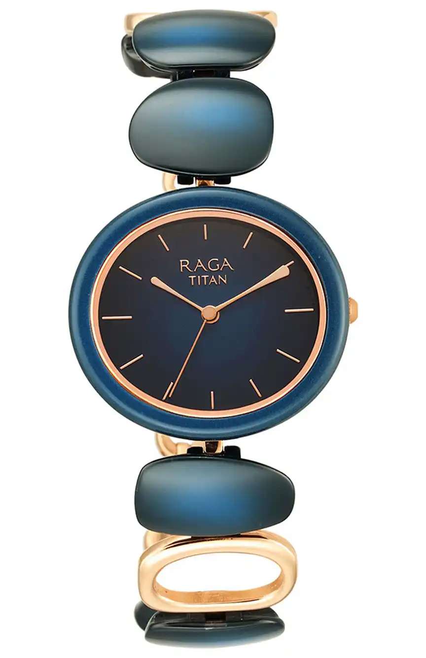 Titan Raga Ceramics Blue Dial Analog Metal Strap watch for Women