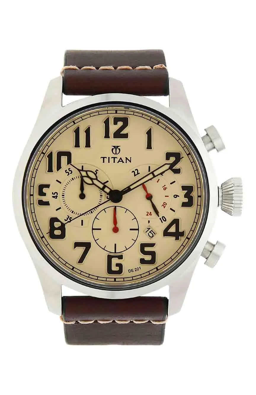 

Titan | men Titan Chronograph Silver Dial Leather Strap watch for Men