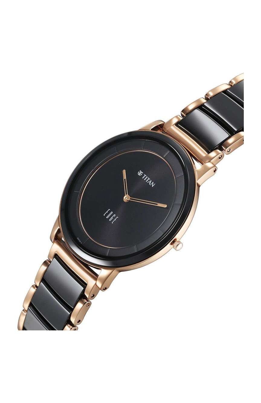 Titan Edge Fusion Quartz Analog Black Dial Black Steel & Ceramic Strap Watch for Men