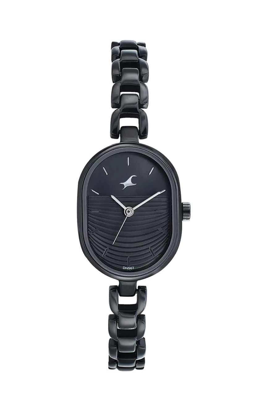 Titan Fastrack Style Up Black Dial Metal Strap Watch for Girls