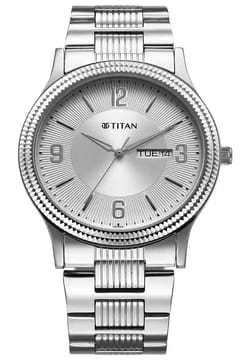Titan Silver White Dial Analog Watch for Men