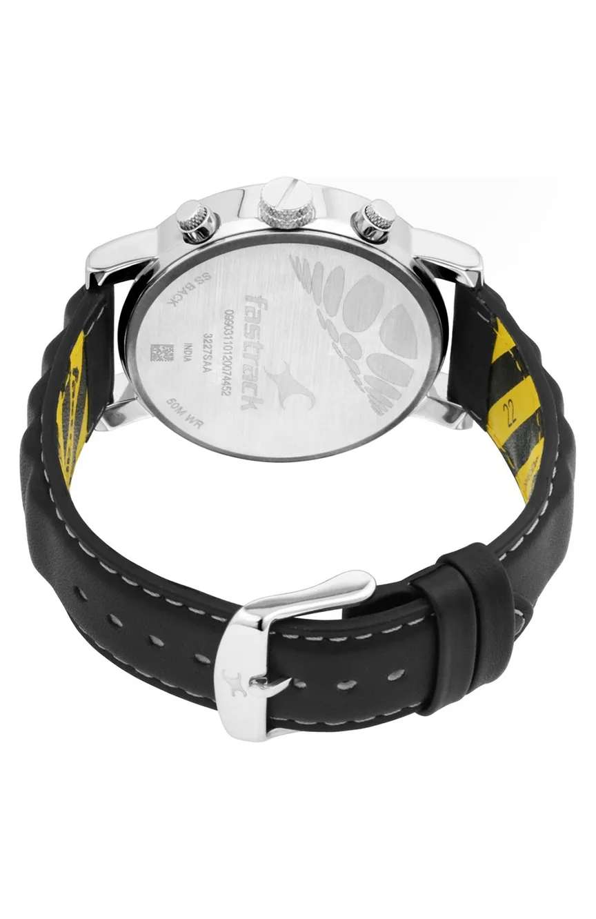 فاستراك ساعة يد رجالية بسوار جلدي بتقنية الكوارتز