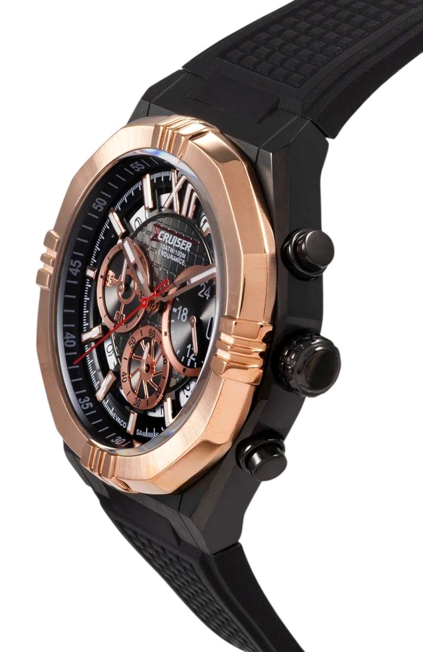كروزر Gents Black Silicon Strap watch