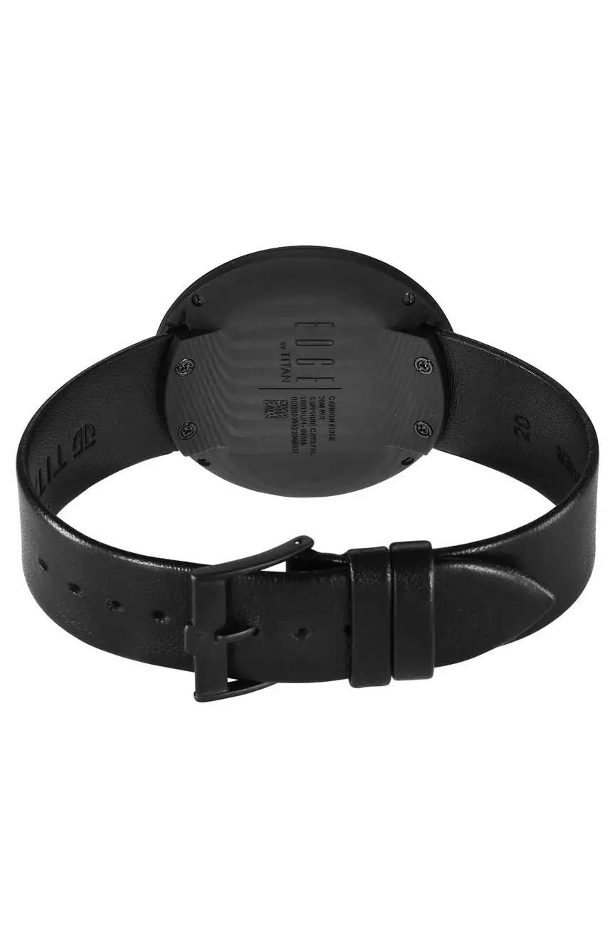 Titan Edge Carbon Fibre Quartz Analog Black Dial Leather Strap Unisex Watch