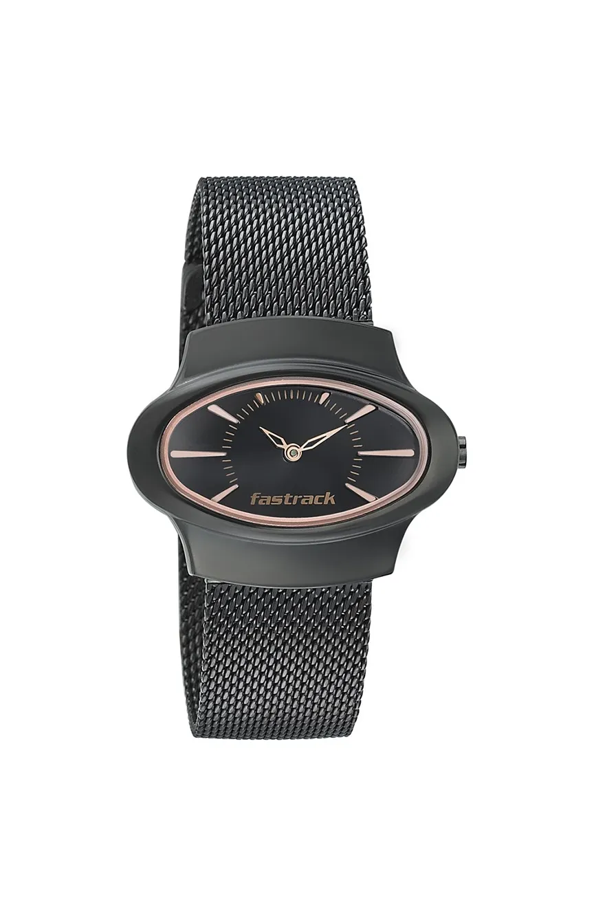 

Titan | Fastrack Hitlist Quartz Analog Black Dial Stainless Steel Strap Watch for Girls