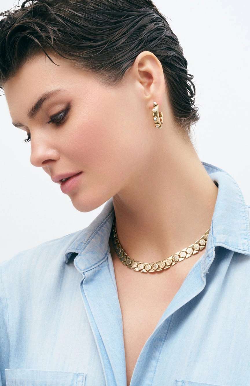 مون ريف Light Pearl Hoop Earrings