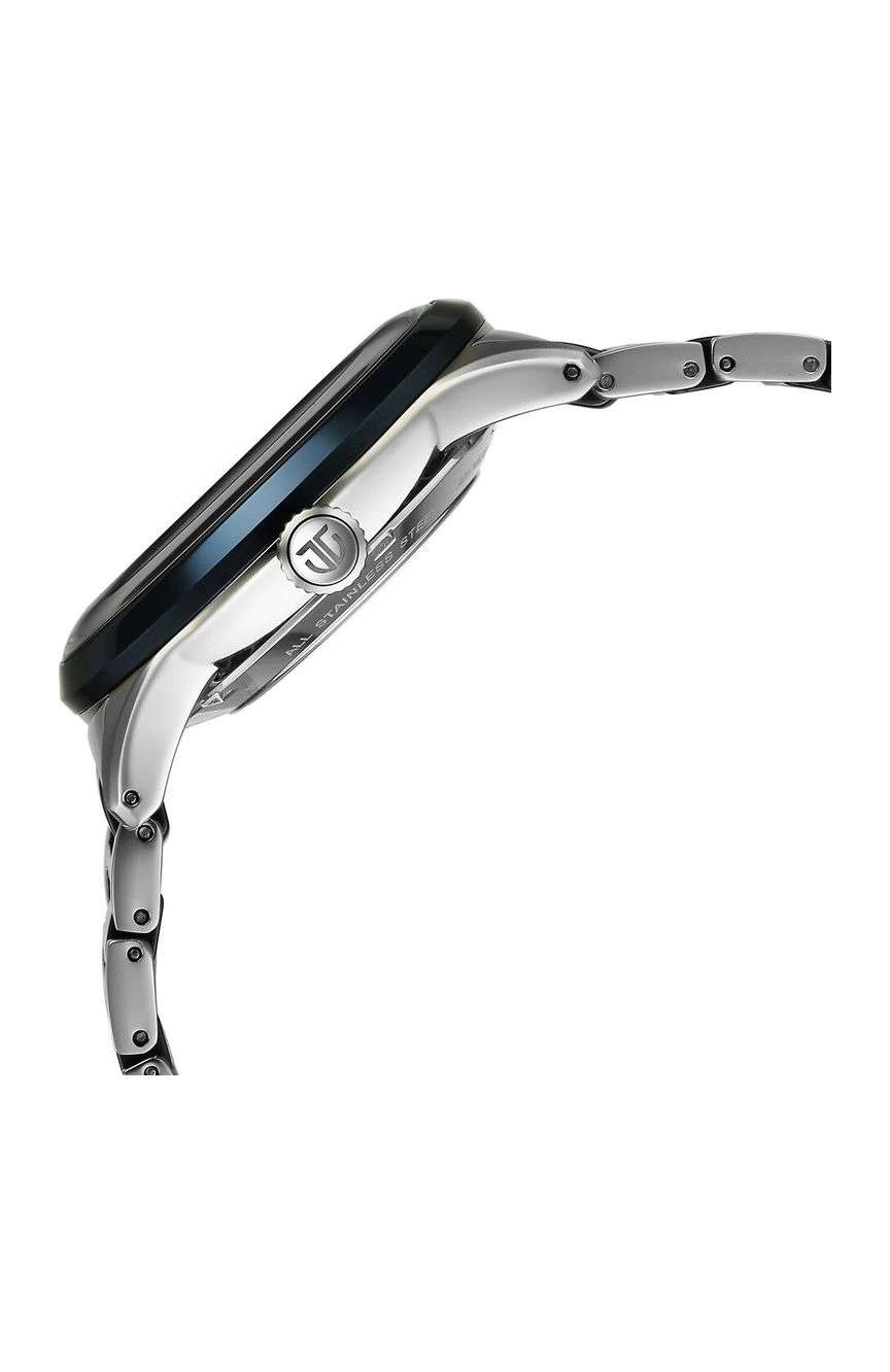 Titan Ceramic Fusion Automatic Blue Dial Silver Dual-Toned Stainless Steel Bracelet Watch for Men