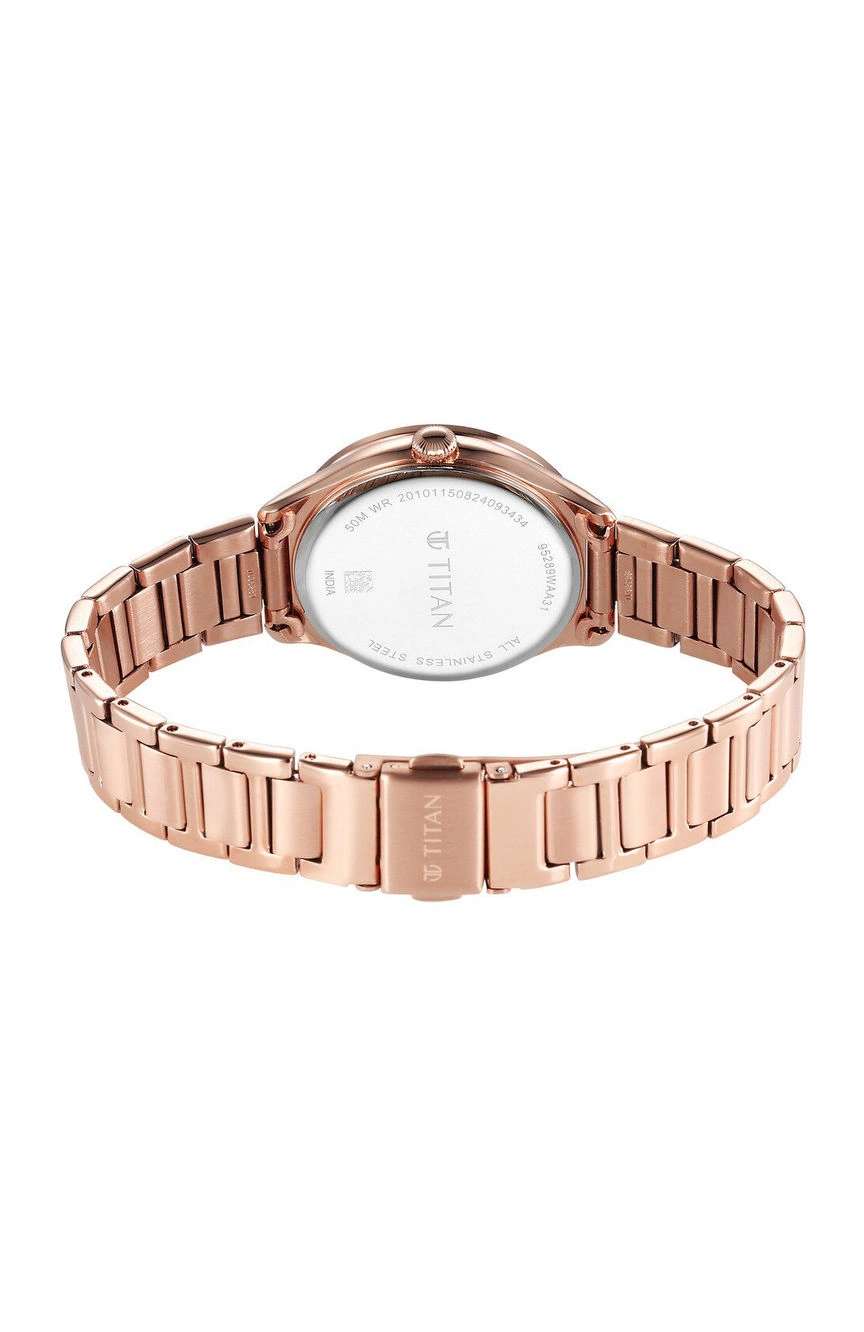 Titan Glamour Quartz Analog with Date Mother Of Pearl Dial Stainless Steel Strap Watch For Women