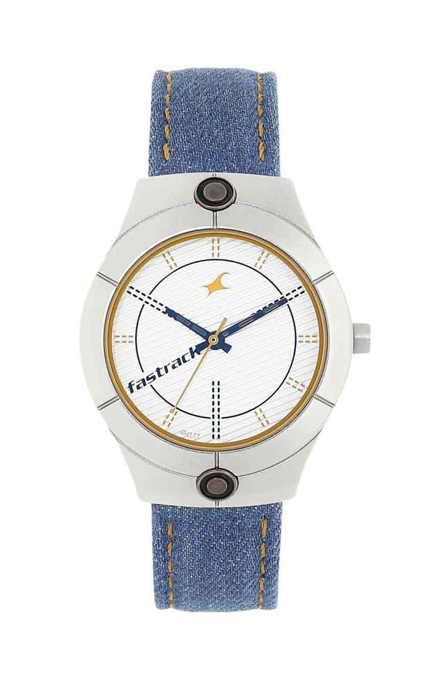 Titan Fastrack Denim Quartz Analog Silver Dial Fabric Strap Watch for Girls RivoliShop