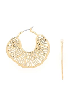 Ori Tao Openwork golden creoles earrings Water lily