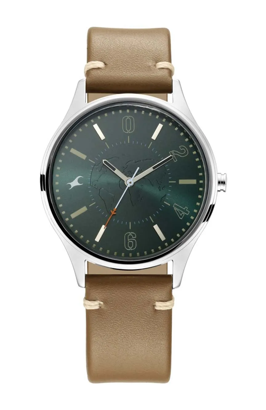 

Titan | boys Fastrack Tripster Quartz Analog Green Dial Leather Strap Watch for Guys