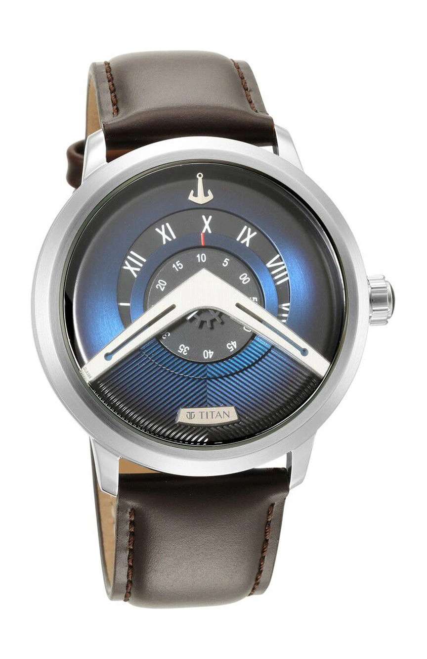 Titan Maritime Blue Dial Analog Leather Strap Watch for Men
