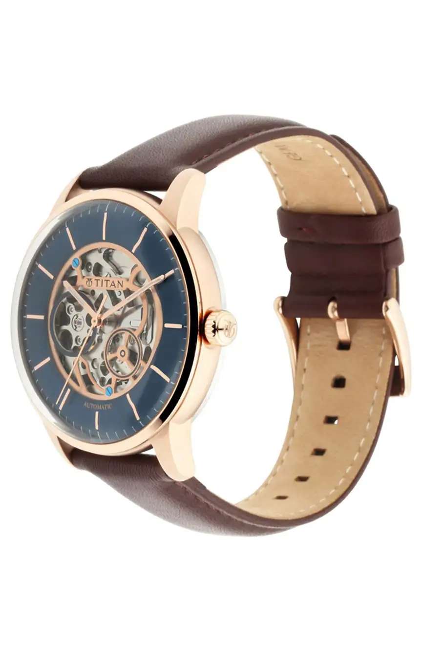 Titan Automatics Blue Dial Automatic Leather Strap watch for Men