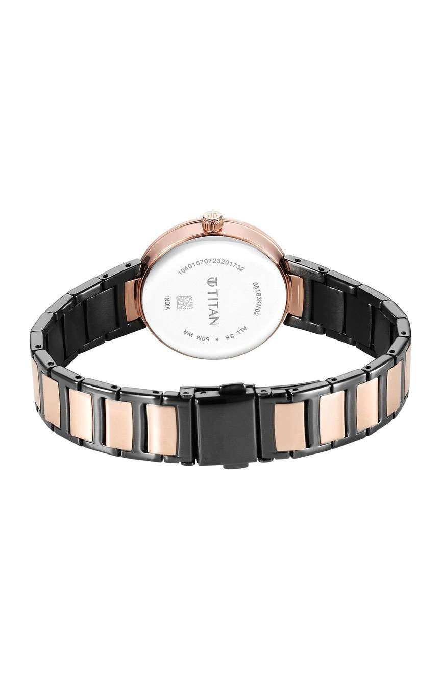 Titan Workwear Quartz Analog Anthracite Dial Stainless Steel Strap Watch for Women