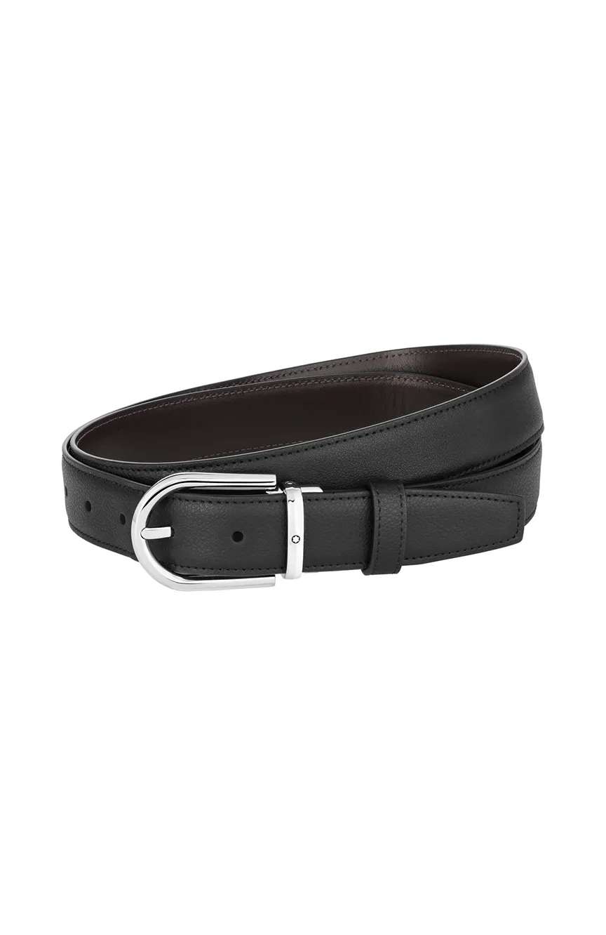 Montblanc Horseshoe Buckle Black and Brown 30 MM Reversible Leather Belt