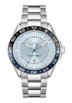 Boss ساعة بوص رانر 3H مستديرة بسوار ستانلس إستيل مقاس 44 مم للرجال