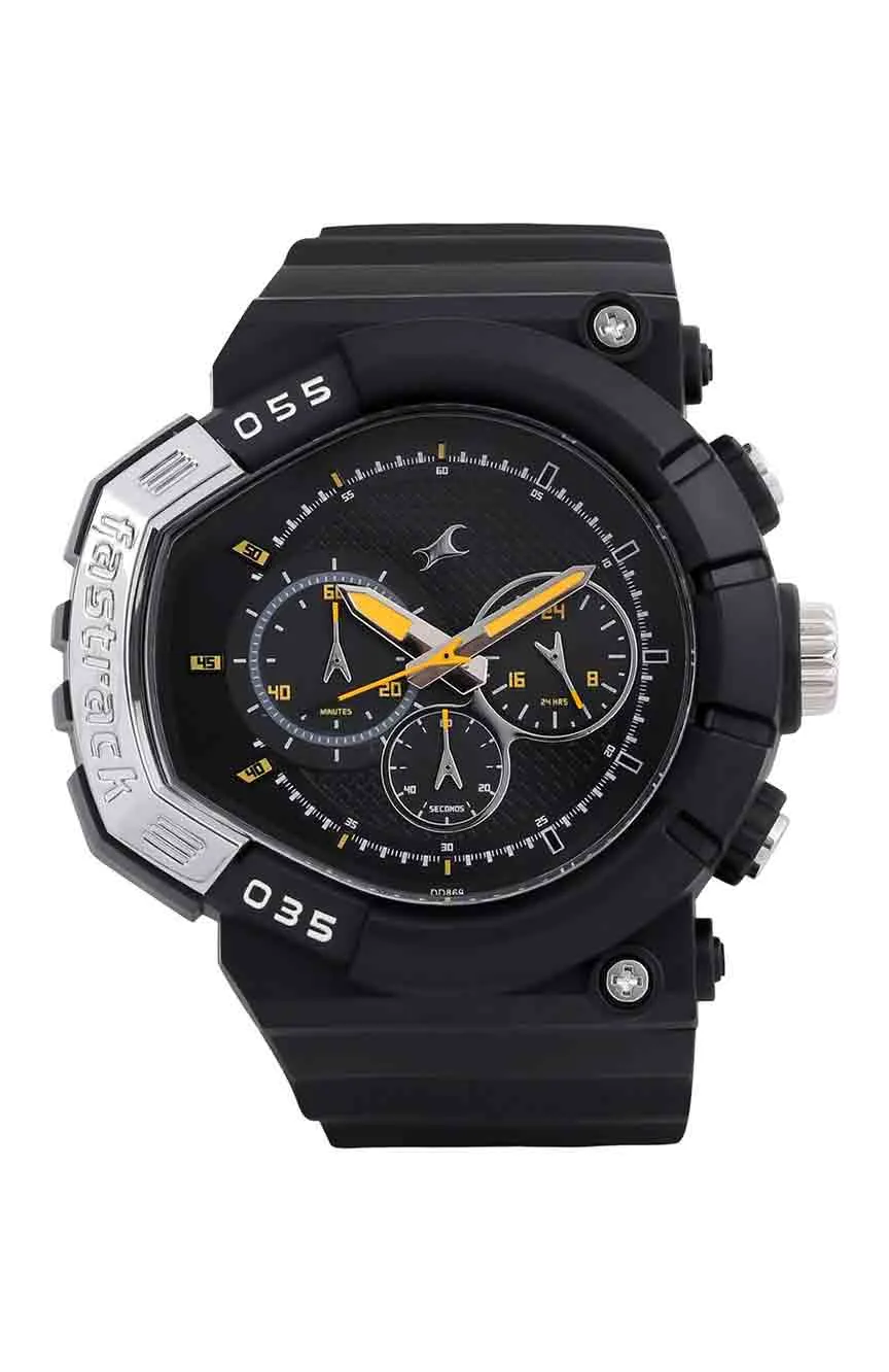 

Titan | boys Fastrack Quartz Chronograph Black Dial Plastic Strap Watch for Guys