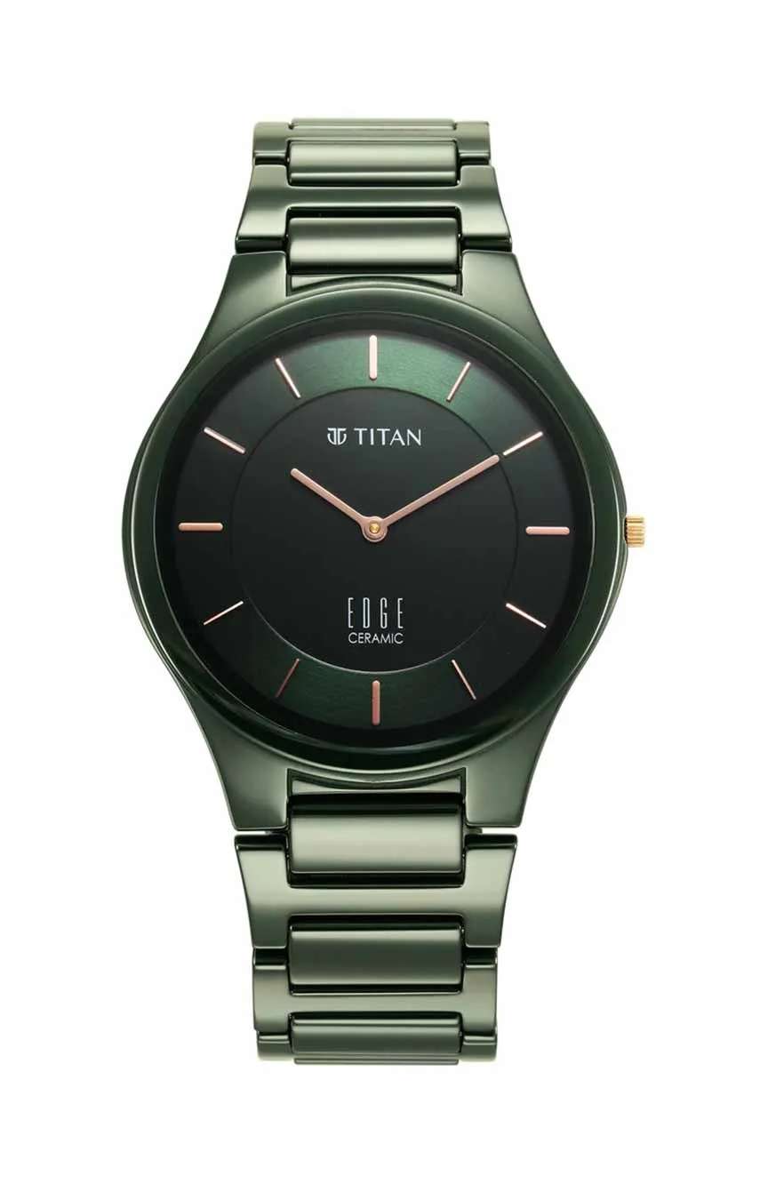 Titan Edge Ceramic Green Dial Analog Ceramic Strap watch for Men