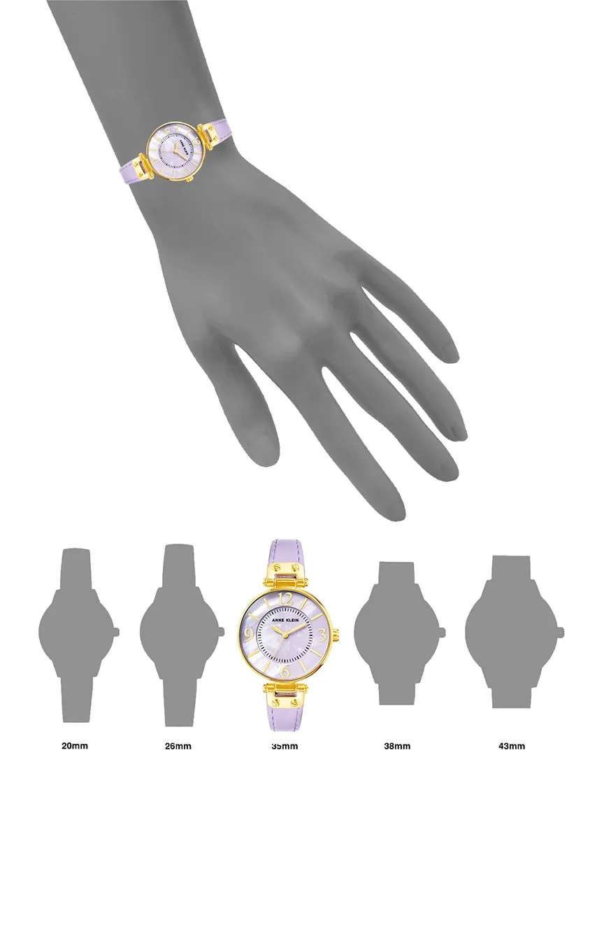 آن كلاين ساعة كوارتز بسوار جلدي للنساء