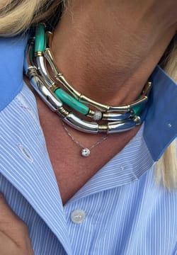 Colette Market Ball and tube resin, zirconium and hematite necklace