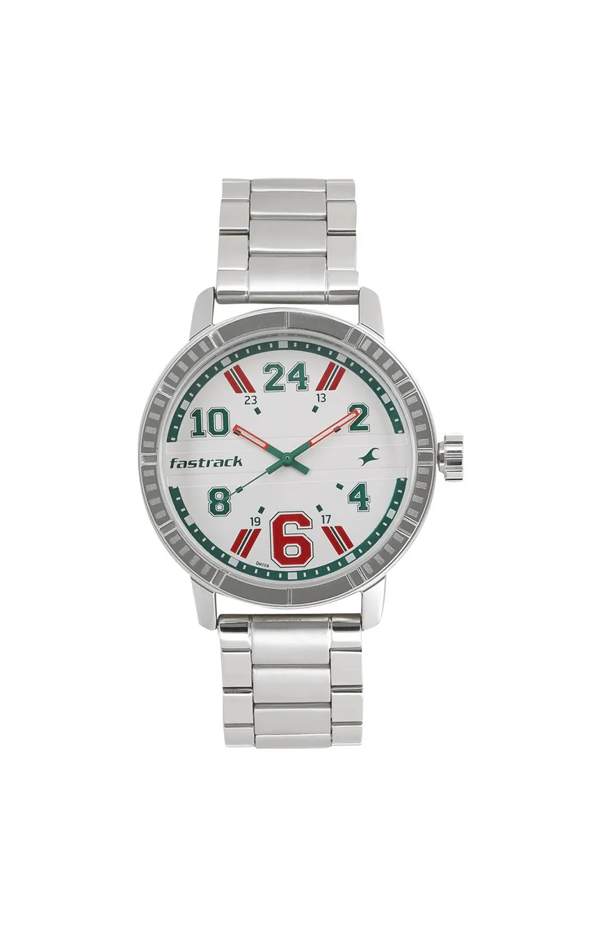 

Titan | Fastrack Varsity Quartz Analog White Dial Stainless Steel Strap Watch for Guys