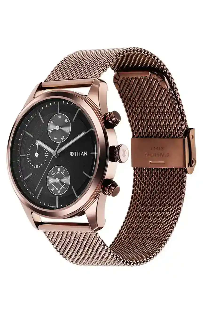Titan Neo Splash Black Dial Analog Quartz Stainless Steel Strap watch for Men