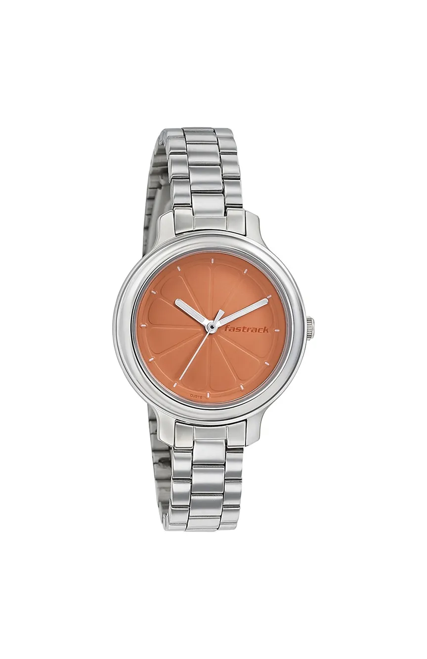 

Titan | girls Fastrack Quartz Analog Orange Dial Stainless Steel Strap Watch for Girls