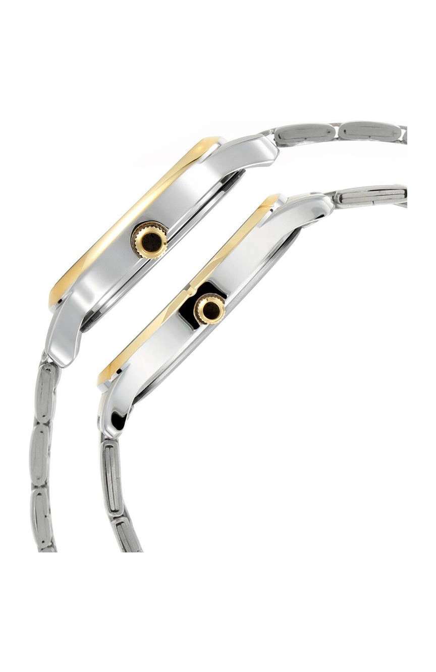 Titan Bandhan Quartz Analog with Date Silver Round Dial Two Toned Stainless Steel Strap Watch For Couple