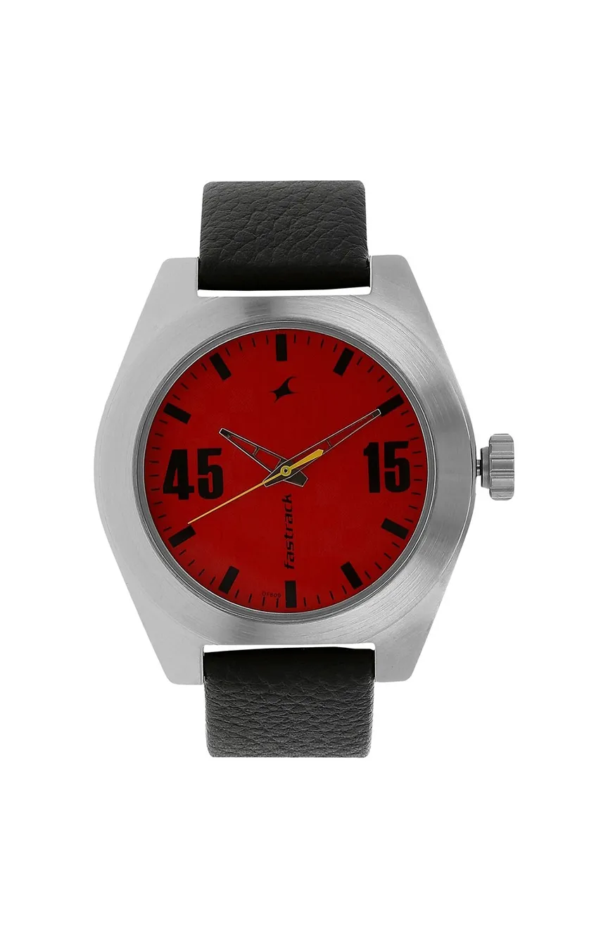 

Titan | Fastrack Checkmate Quartz Analog Red Dial Leather Strap Watch for Guys