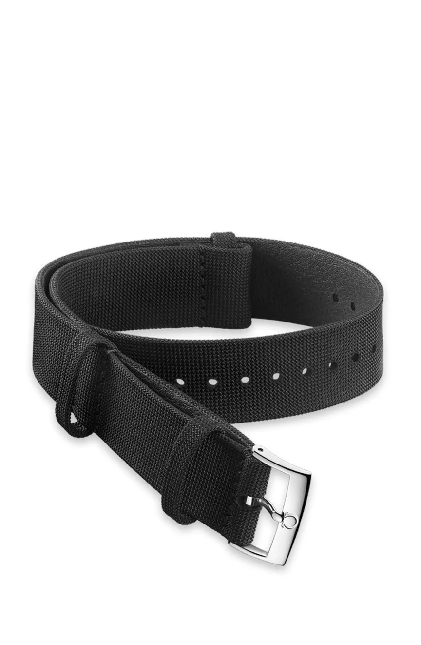 

OMEGA | Black coated nylon fabric strap Size 20 MM