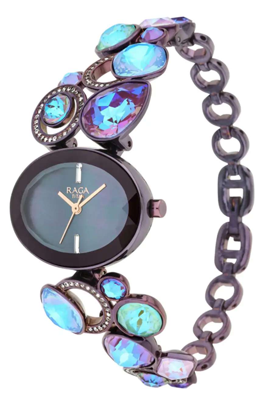 Titan Raga Moments Of Joy Quartz Analog Mother of Pearl Dial Maroon Metal Strap Watch For Women