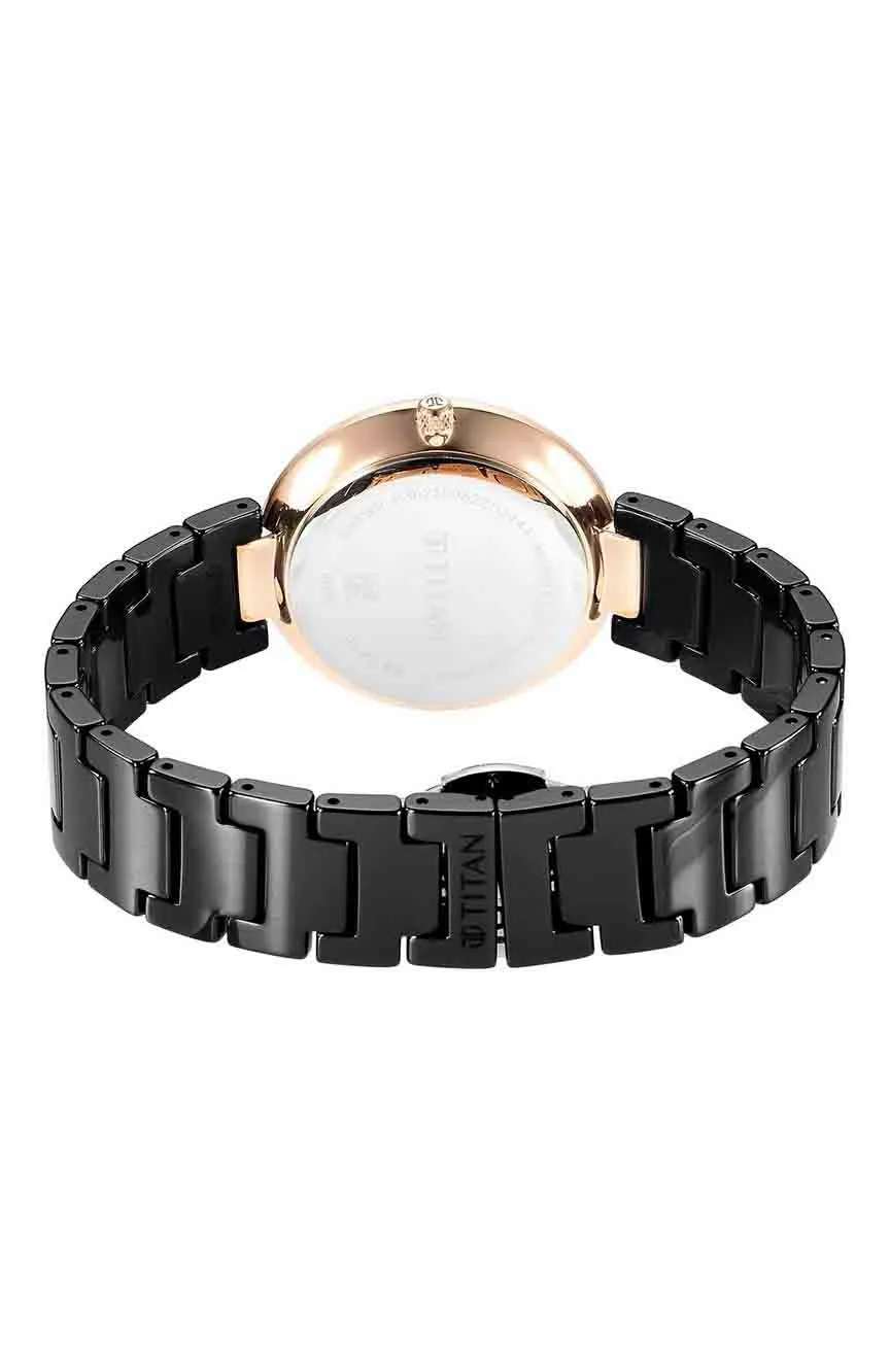 Titan Purple Ceramics Black Dial Analog Ceramic Strap watch for Women