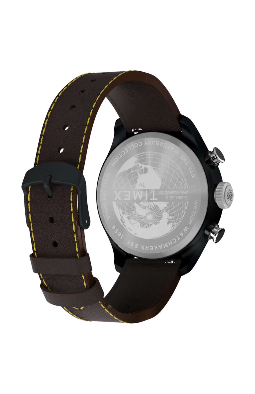 Timex Waterbury Ace Fly-Back Chronograph 43mm Leather Strap Watch