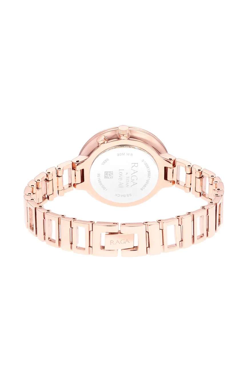 Titan Raga Love All Mother Of Pearl Dial Women Watch With Metal Strap
