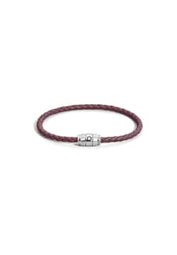 Montblanc Bracelet Steel 3 Rings Meisterstuck Collection In Cassis Leather, Size 63