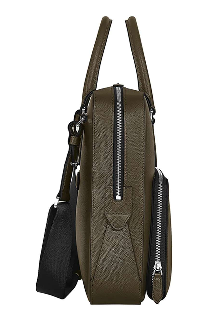 Montblanc Medium Briefcase With Pocket In Sartorial Leather