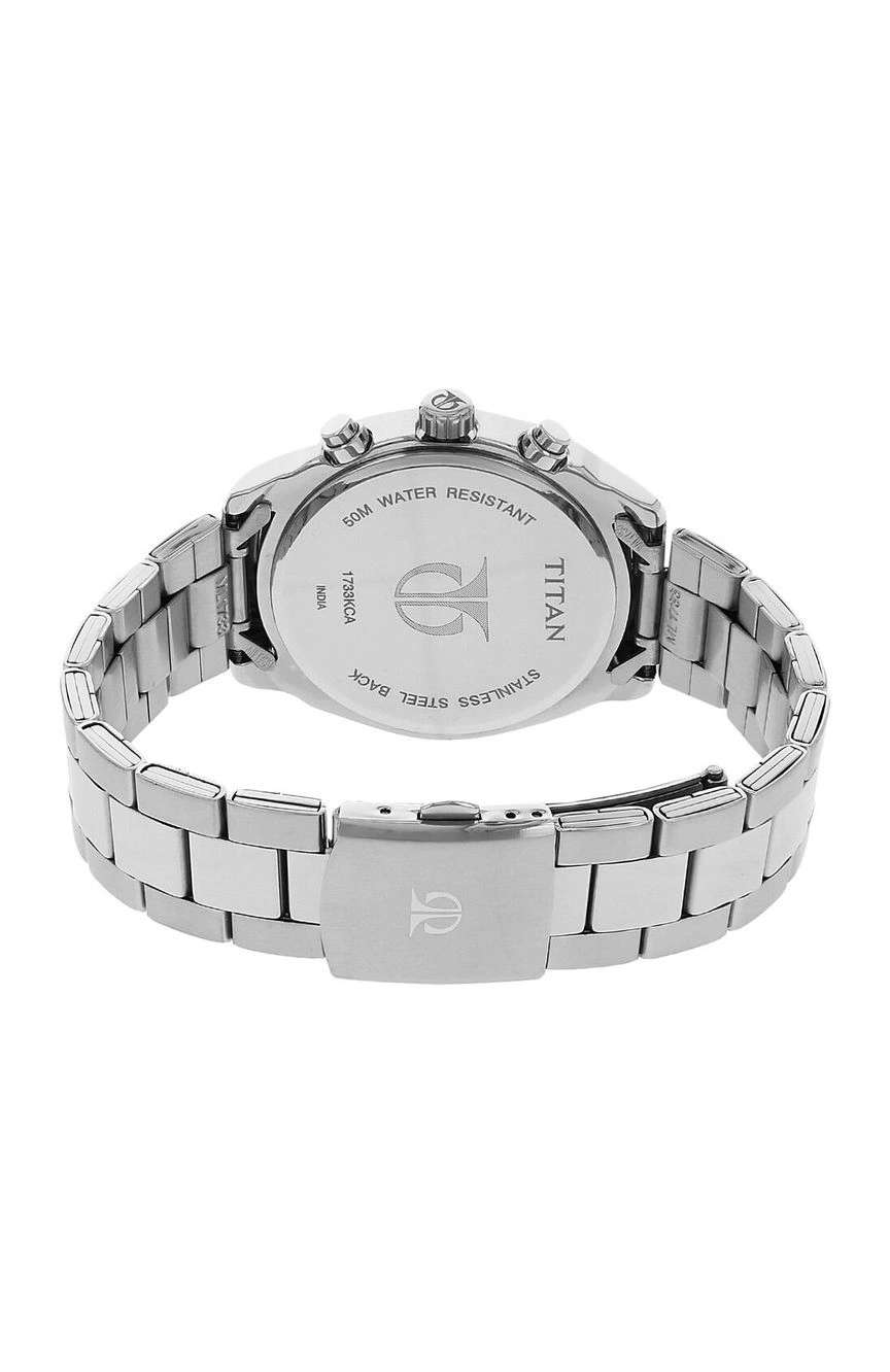 تيتان Men's Metropolitan Luxe: Multifunction dark grey Dial with Two-Tone Stainless Steel Bracelet Watch
