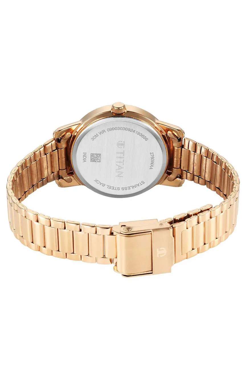 Titan Karishma Quartz Analog Silver Dial Rose Gold Stainless Steel Strap Watch For Women