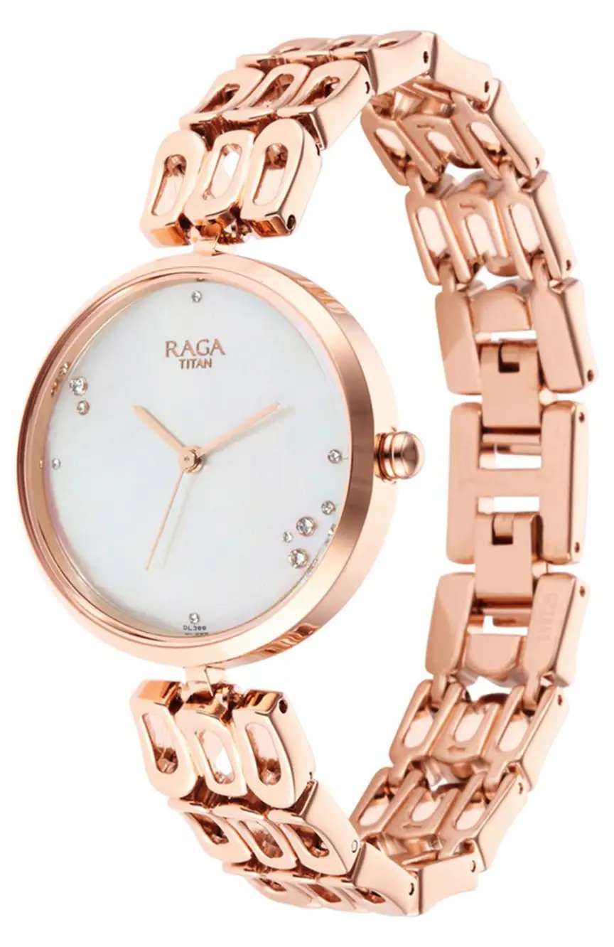 Titan Raga Chic Mother Of Pearl Dial Women Watch With Metal Strap