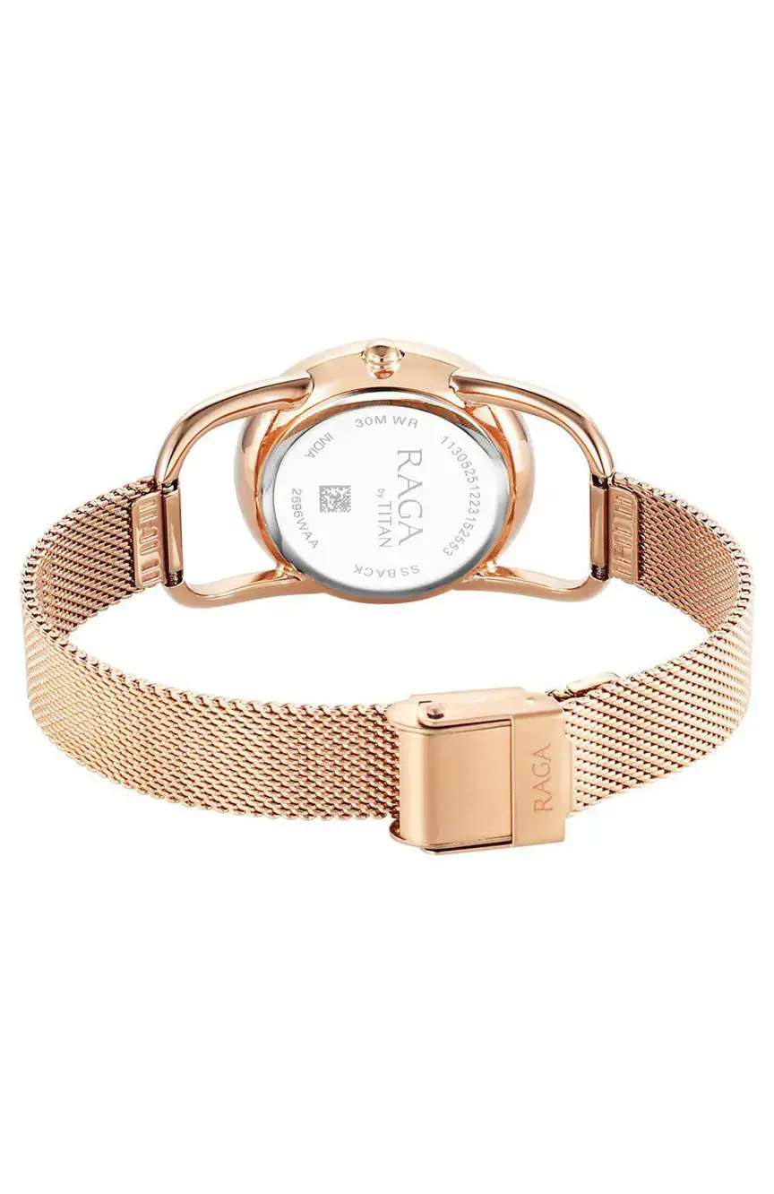 Titan Raga Chic Quartz Analog Pink Dial Metal Strap Watch for Women