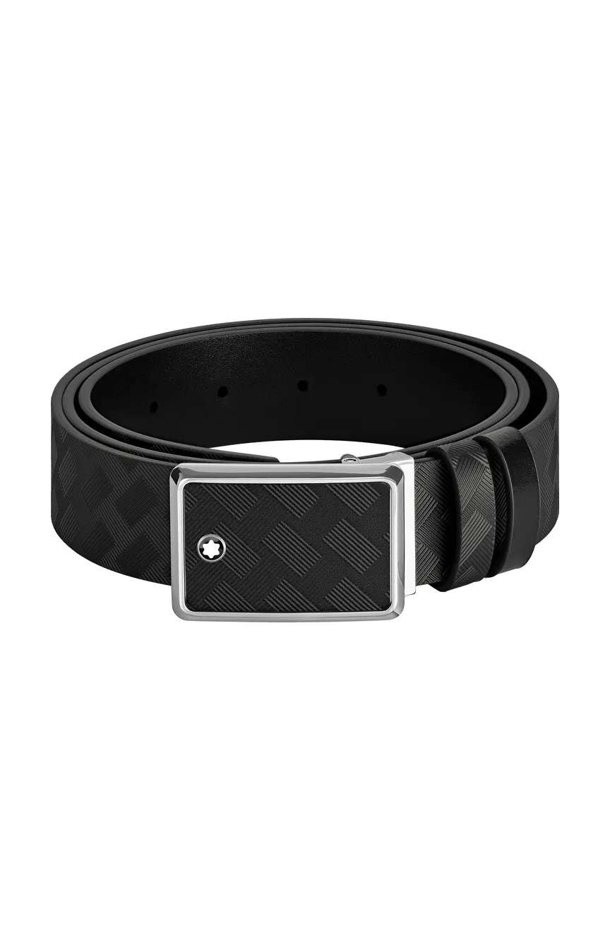 Montblanc Marquetry plate buckle black/black 30mm reversible leather belt
