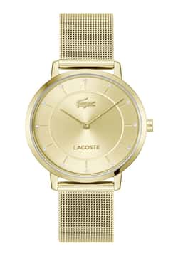 Lacoste ساعة لاكوست كروكوريجين بميناء مستدير مقاس 35 مم وسوار ستانلس إستيل للنساء