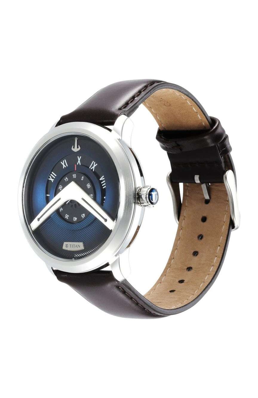 Titan Maritime Blue Dial Analog Leather Strap Watch for Men