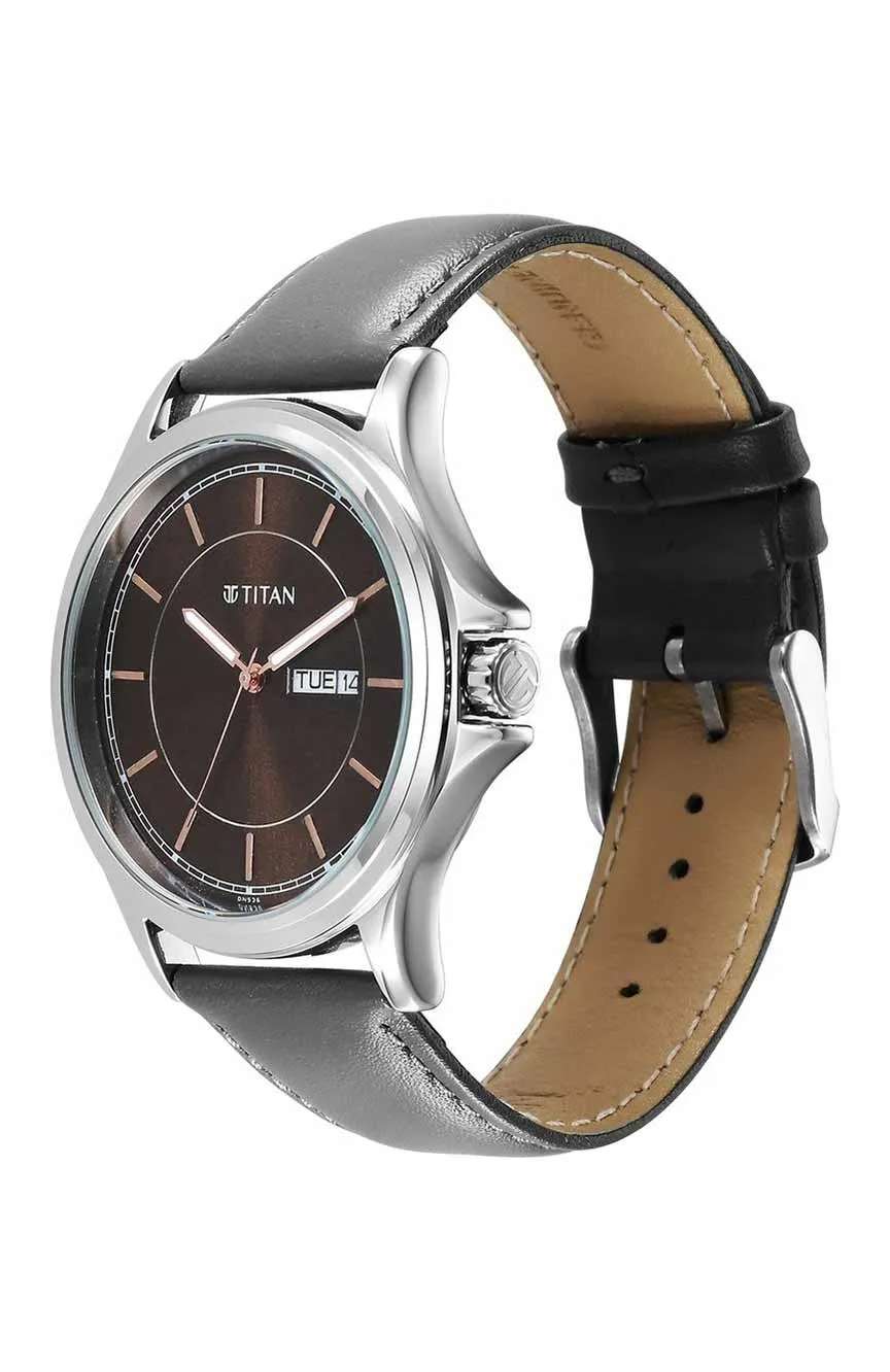 Titan Quartz Analog with Day and Date Brown Dial Watch for Men