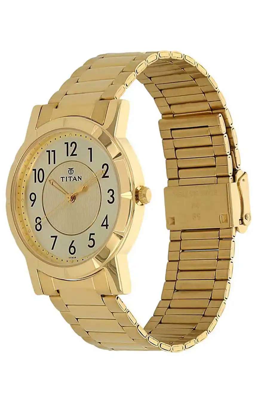 Titan Champagne Dial Analog Stainless Steel Strap Watch for Men