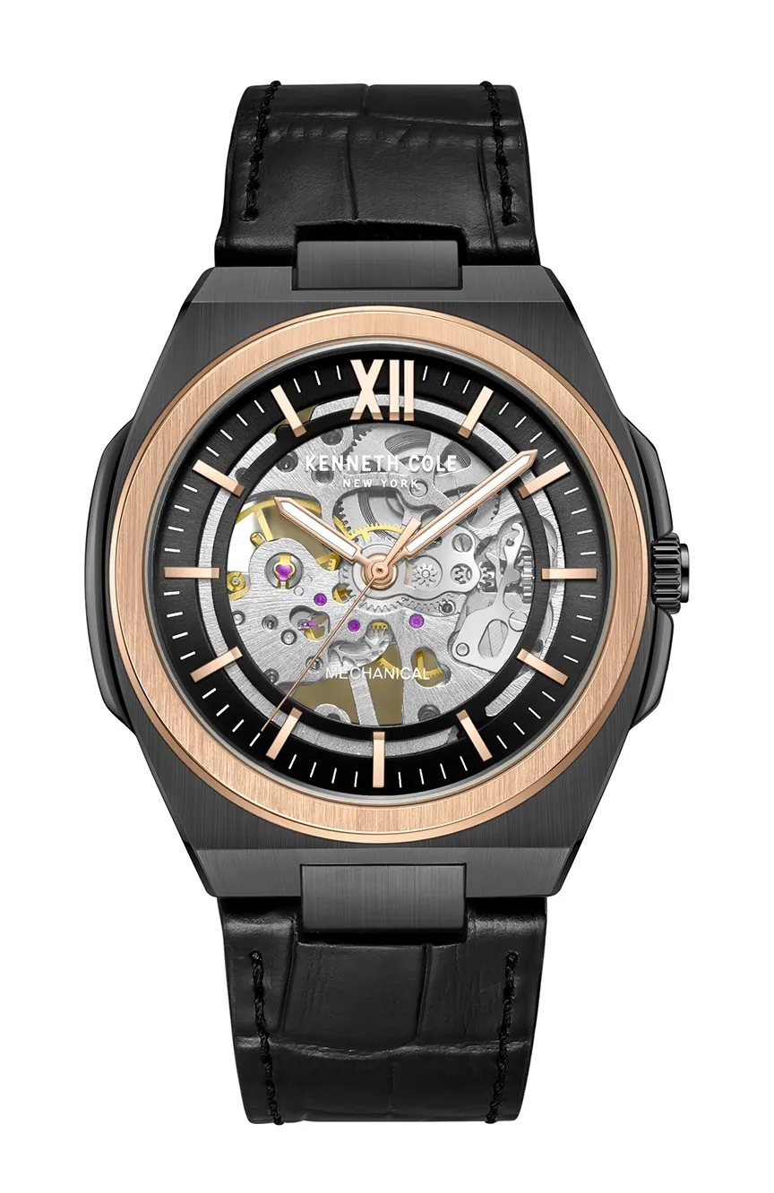 

Kenneth Cole | Kenneth Cole Mens Fashion Leather Mechanical Watch KCWGE0014004