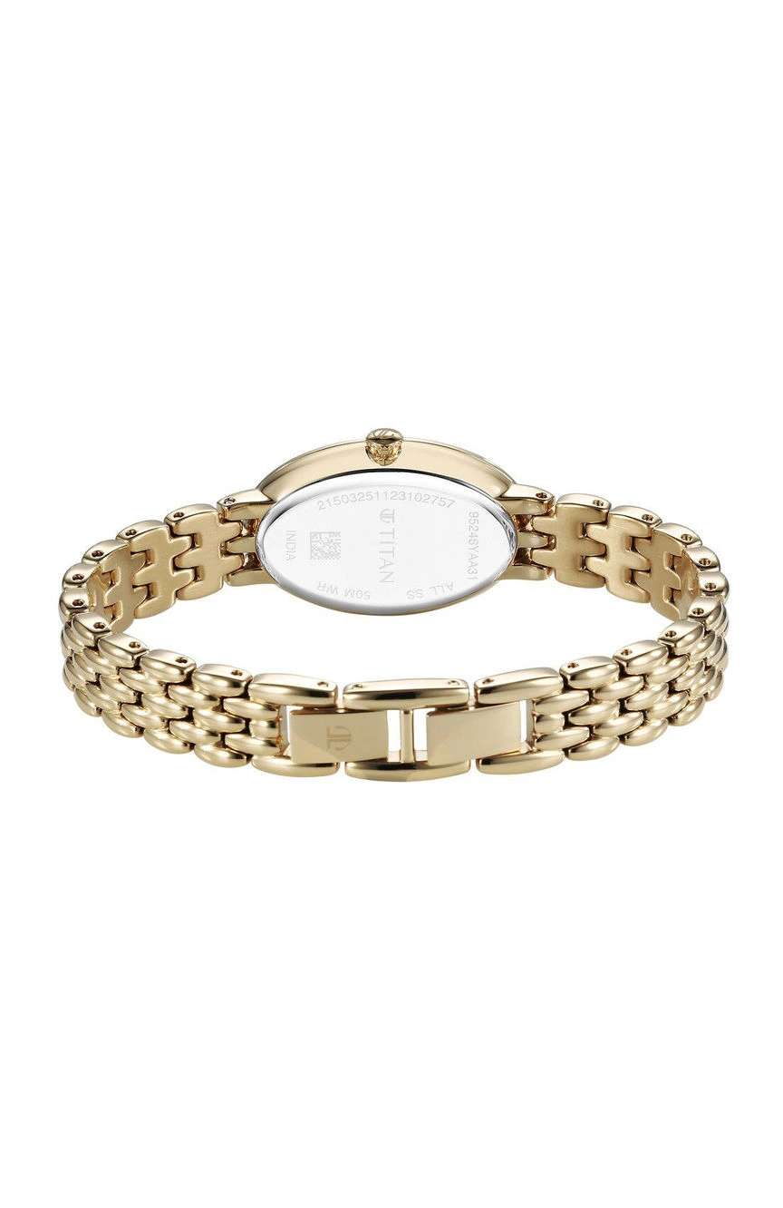 Titan Aura Quartz Analog Mother Of Pearl Dial Stainless Steel Strap Watch for Women