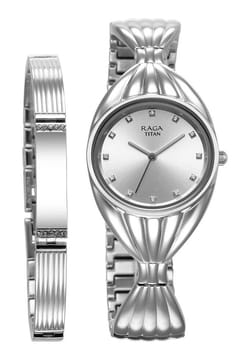 Titan Raga Memoirs Quartz Analog Silver Dial With Silver Metal Strap Watch For Women